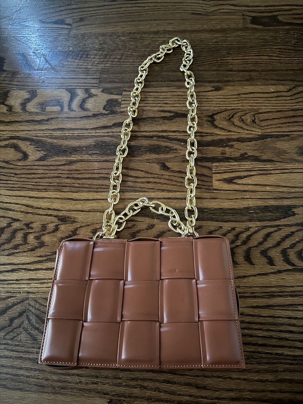DSW The Chain Cassette Woven Shoulder Bag Brown